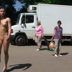 July – Cute German Babe Naked In Public Streets